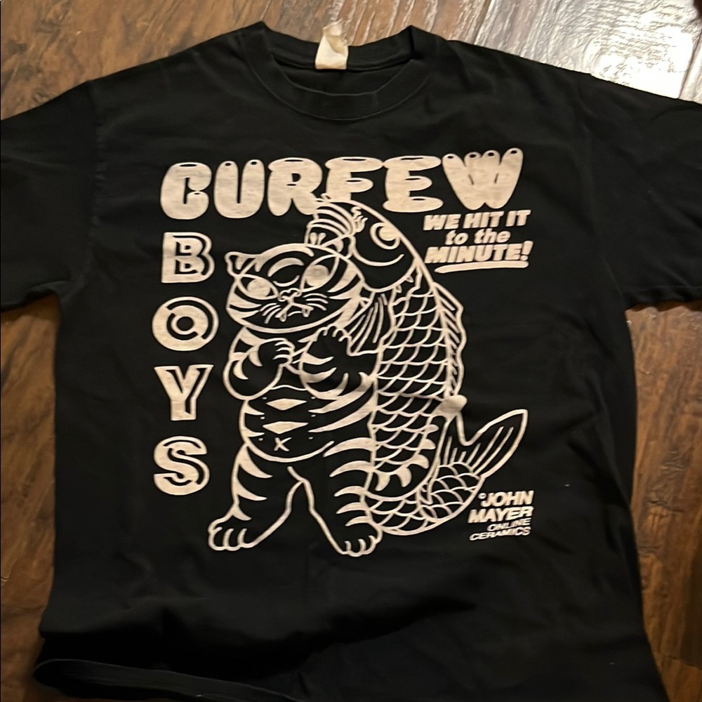 Black Graphic T-Shirt with White Print